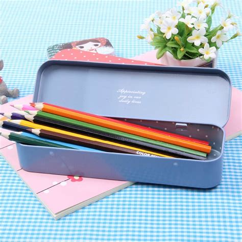 color pencil metal box|tin pencil boxes for sale.